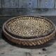 pair of old wicker trays, straw bourgne and bramble, woven bowl