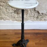 Marble and cast iron pedestal table