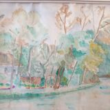 André Duculty (1912-1990) Watercolor on paper "Bois de Vincennes" 1938