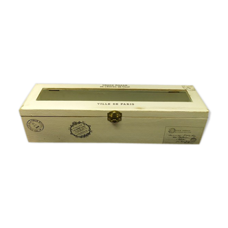 Glass-enclosed wood box or other deco storage patinated City of Paris brocanteespritdantan