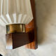 Pair of Scandinavian sconces in brass and opaline teak