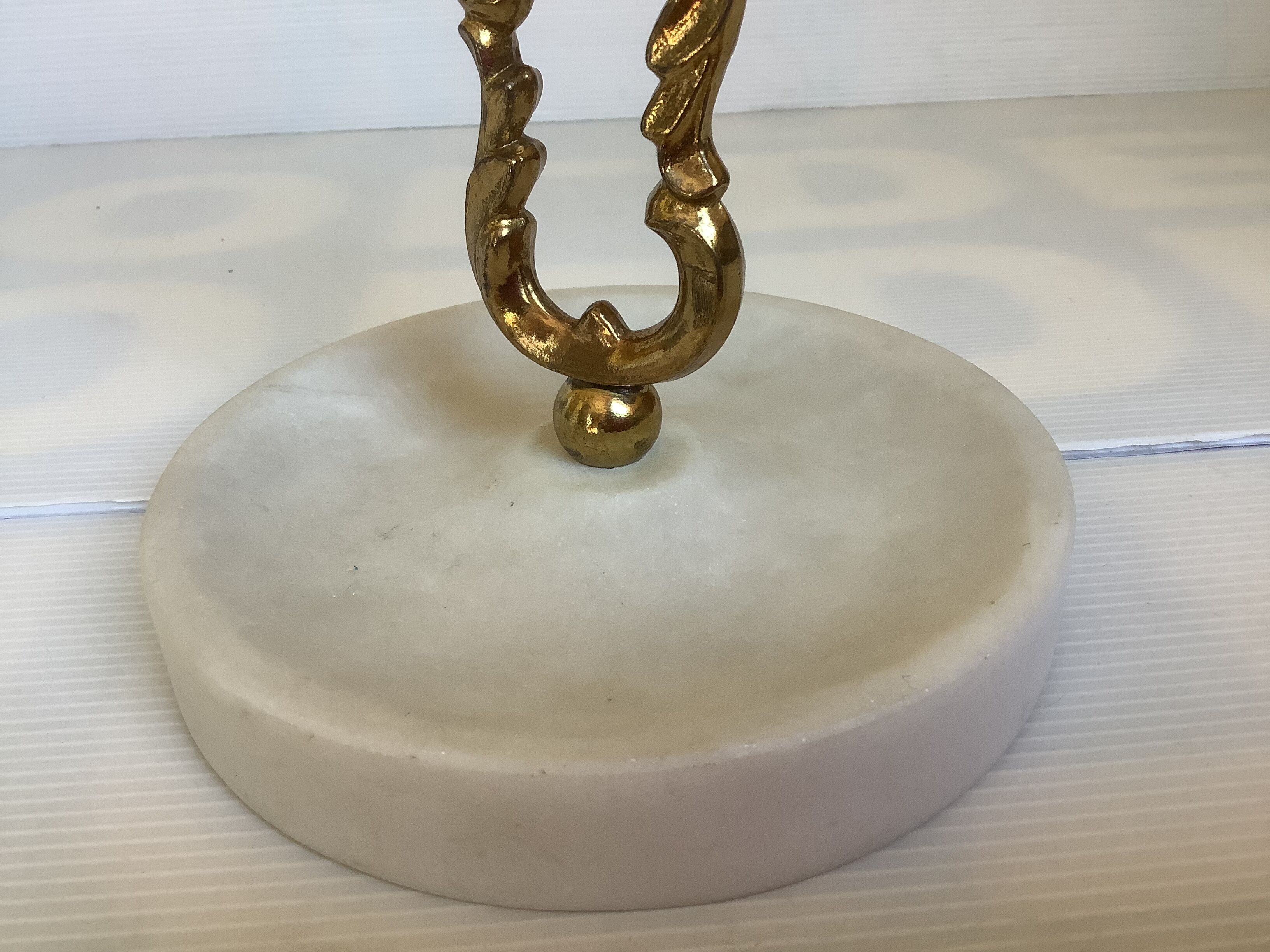 Metal and stone candle holder