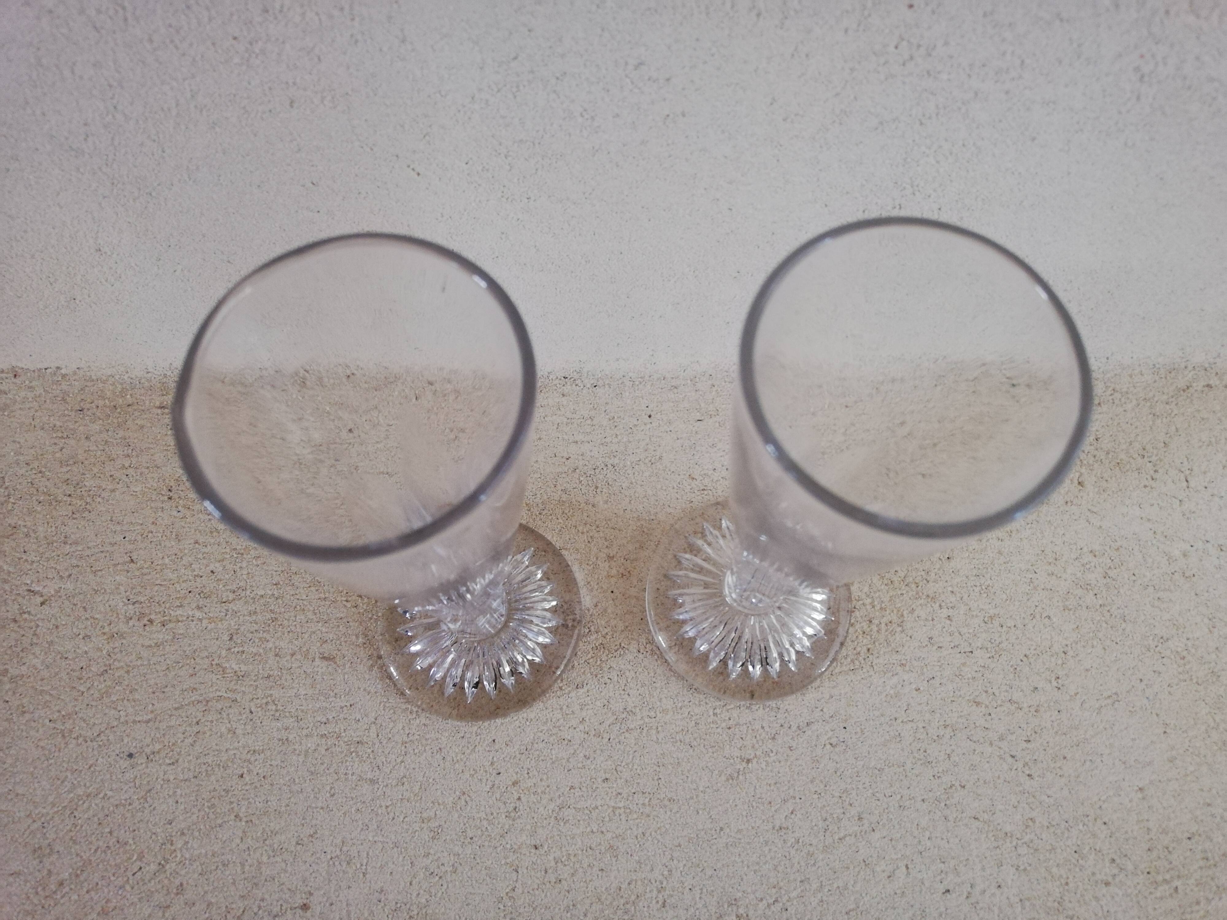 2 art deco champagne flutes