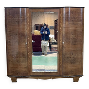 Art Deco bedroom wardrobe in walnut burl, made in the 1940s