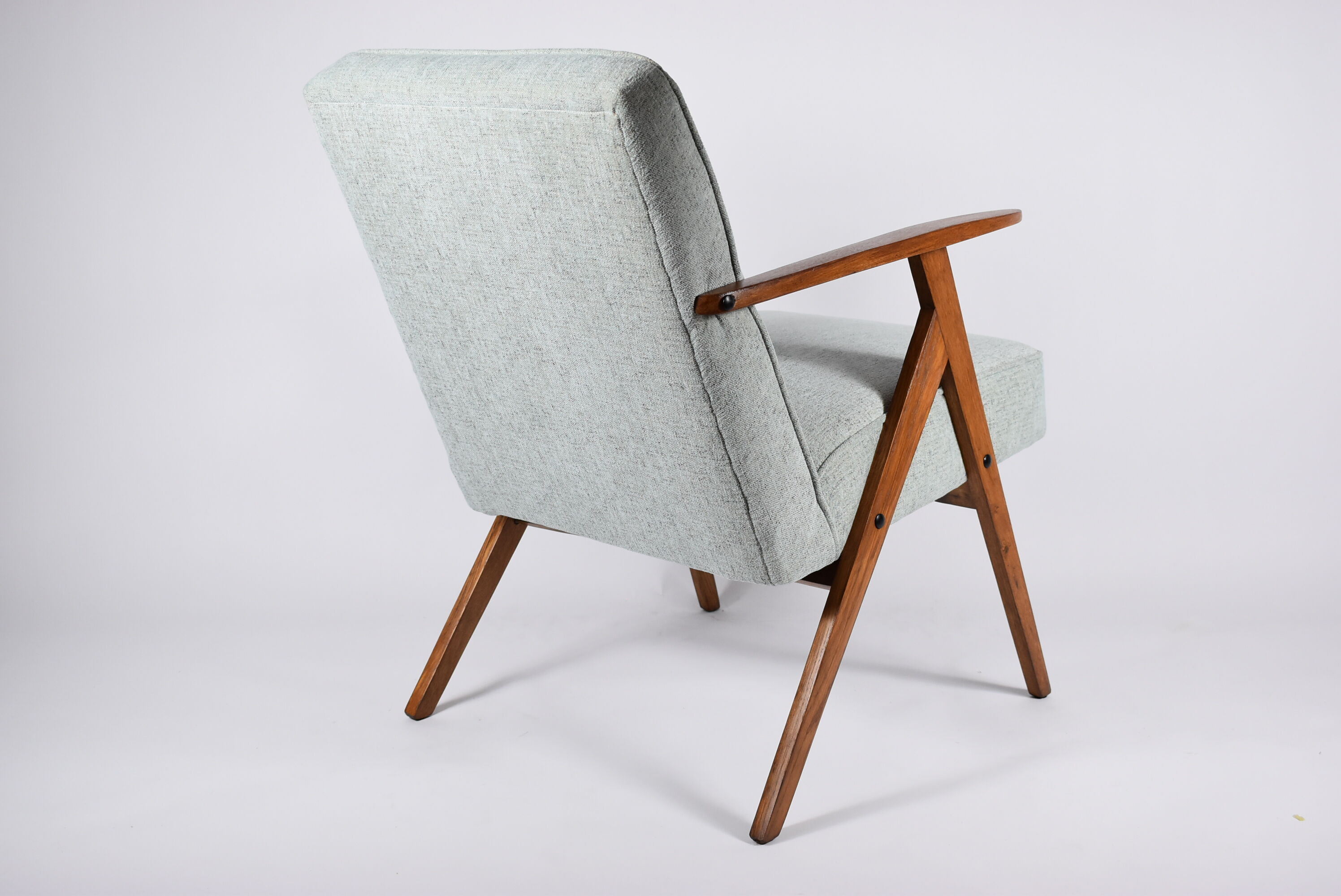 Vintage original armchair, fully restored, 1960s, green upholstery