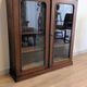 Victorian English mahogany display cabinet, elegant showcase furniture.