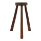 Brutalist French solid oak tripod stool with metal rim, 1850s