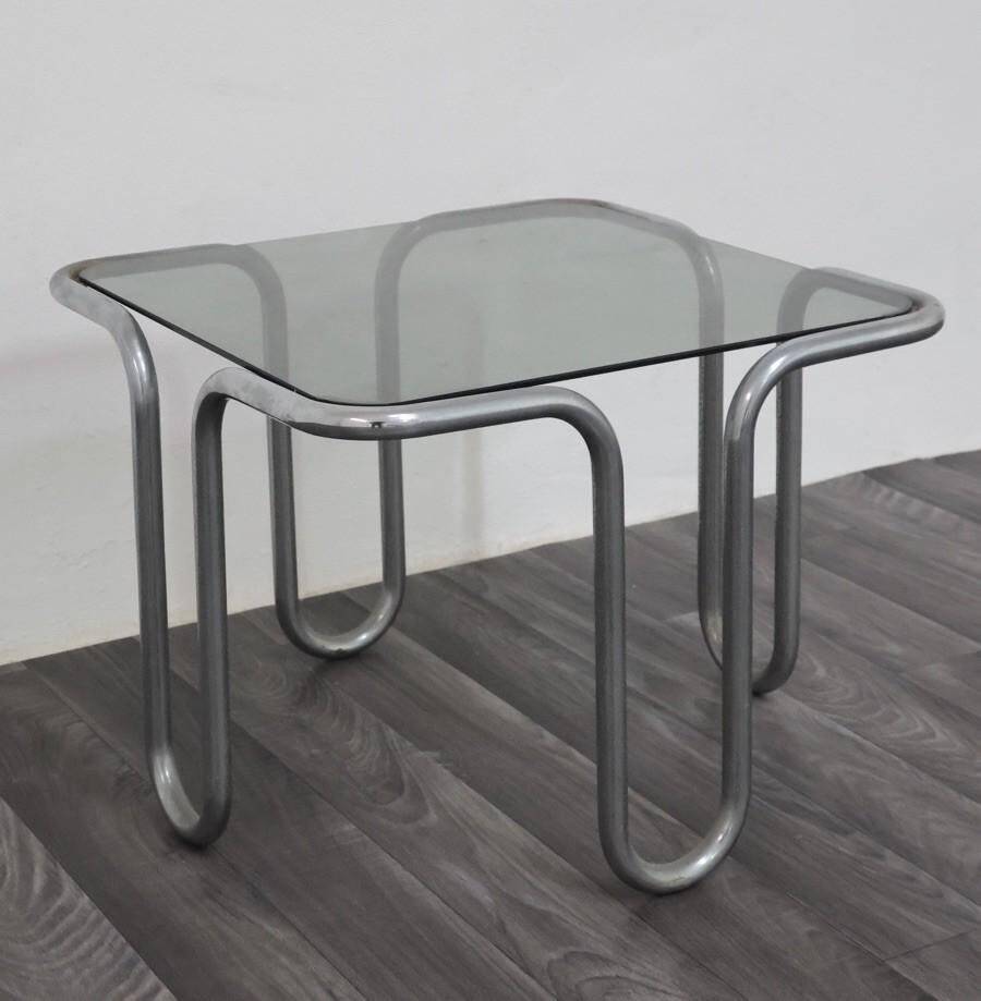 Coffee Table in Chromed Tubular Steel and Smoked Glass by Ezio Didone, 1970s