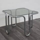 Coffee Table in Chromed Tubular Steel and Smoked Glass by Ezio Didone, 1970s