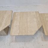 Set of 3 italian travertine coffee or side tables, 1980s