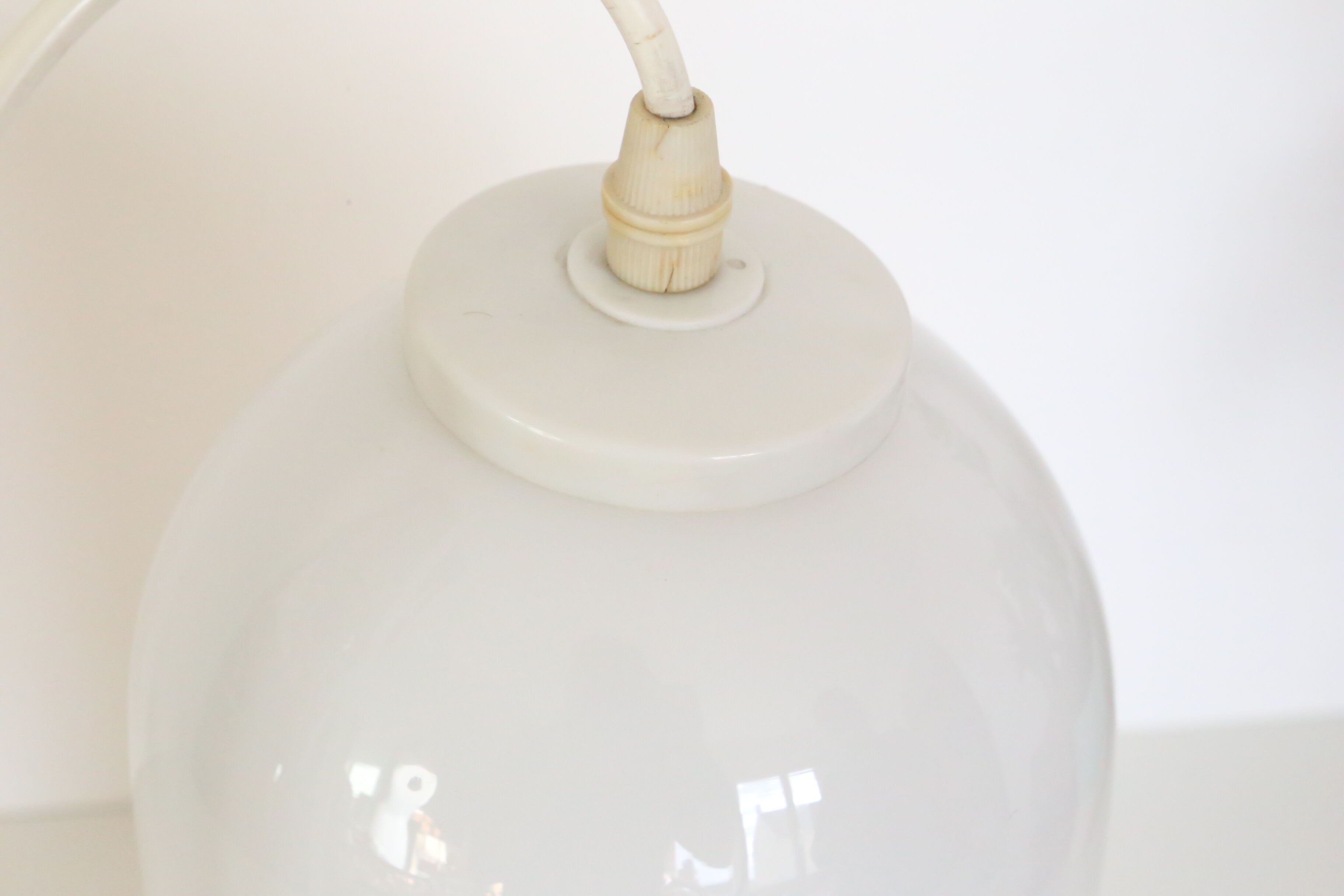 Suspension tube in white opaline, 60s