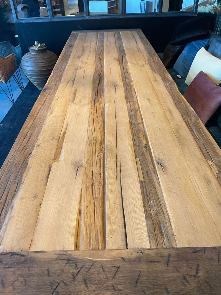 Table 350 x 100 cm chene and metal legs