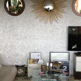 70s round mirror 53cm