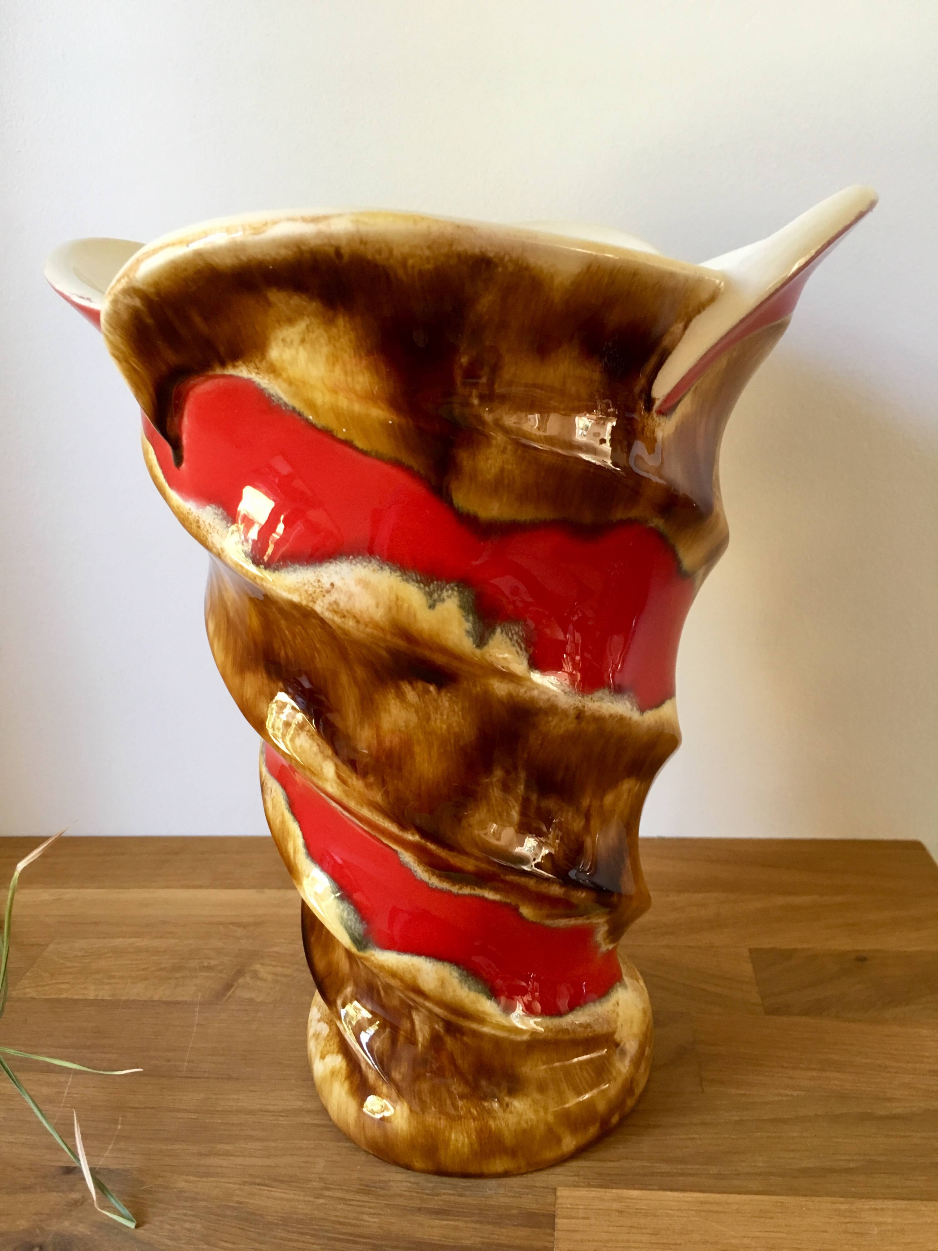 Grand vase en céramique emaillée signé baudin