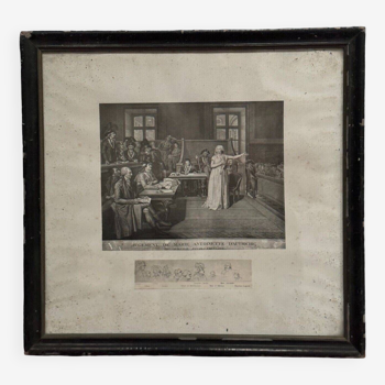 19th Century Revolution Engraving Judgment of Marie Antoinette baguette frame