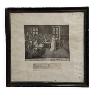 19th Century Revolution Engraving Judgment of Marie Antoinette baguette frame
