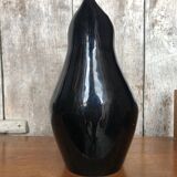 Ancien pichet en porcelaine émaillée noir ,reflets bleus, intérieur jaune, 1950