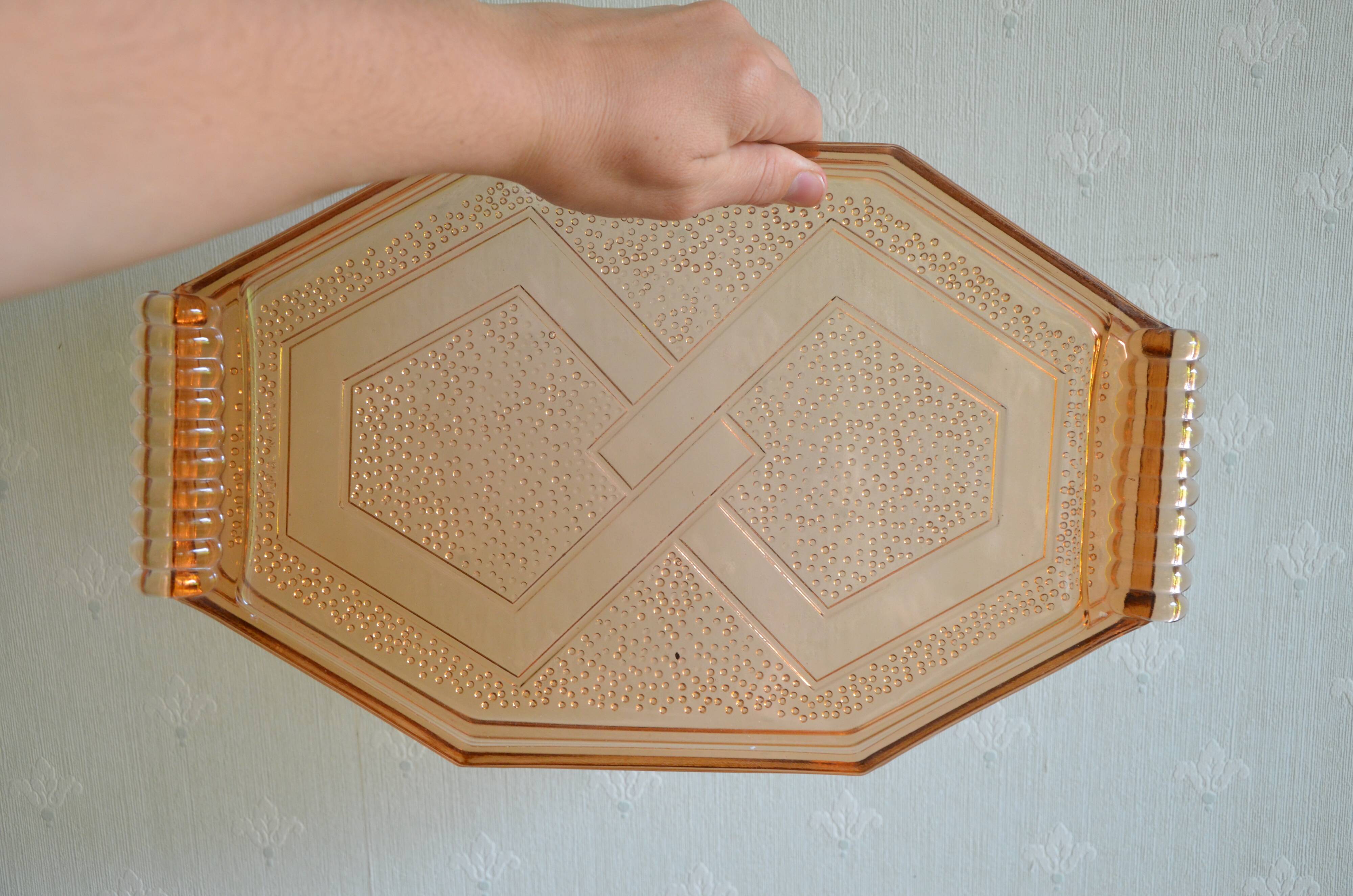 Pink glass tray