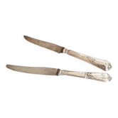 Set of 2 vintage knives, steel blade and silver handle