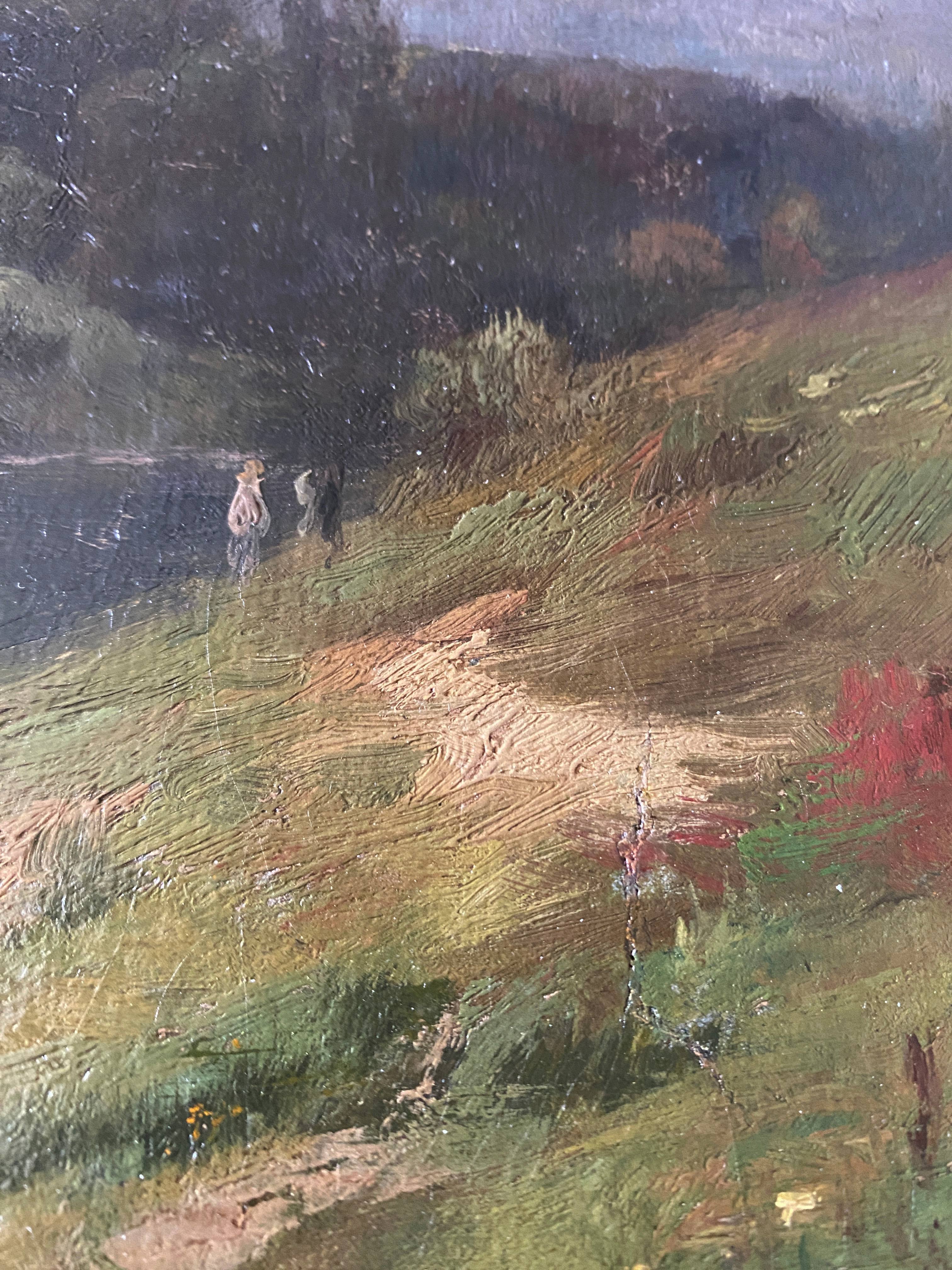 Oil on canvas "River Landscape" Karl Daubigny (1846-1886)