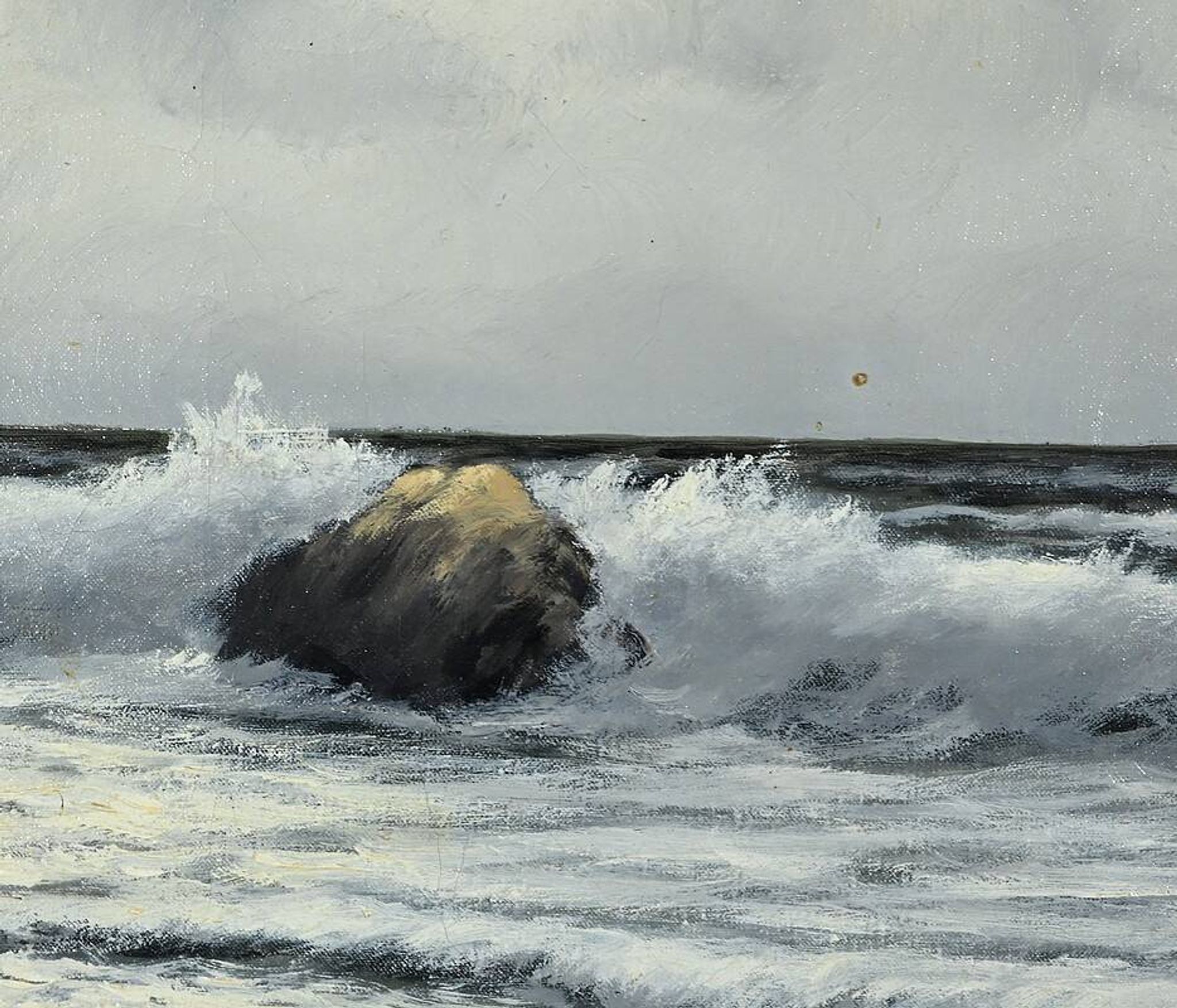 Large Oil on Marine Canvas signed F. Carbu – 20th