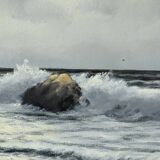 Large Oil on Marine Canvas signed F. Carbu – 20th