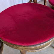Set of 8 Vintage Bentwood Bistro Chairs: Red Upholstery