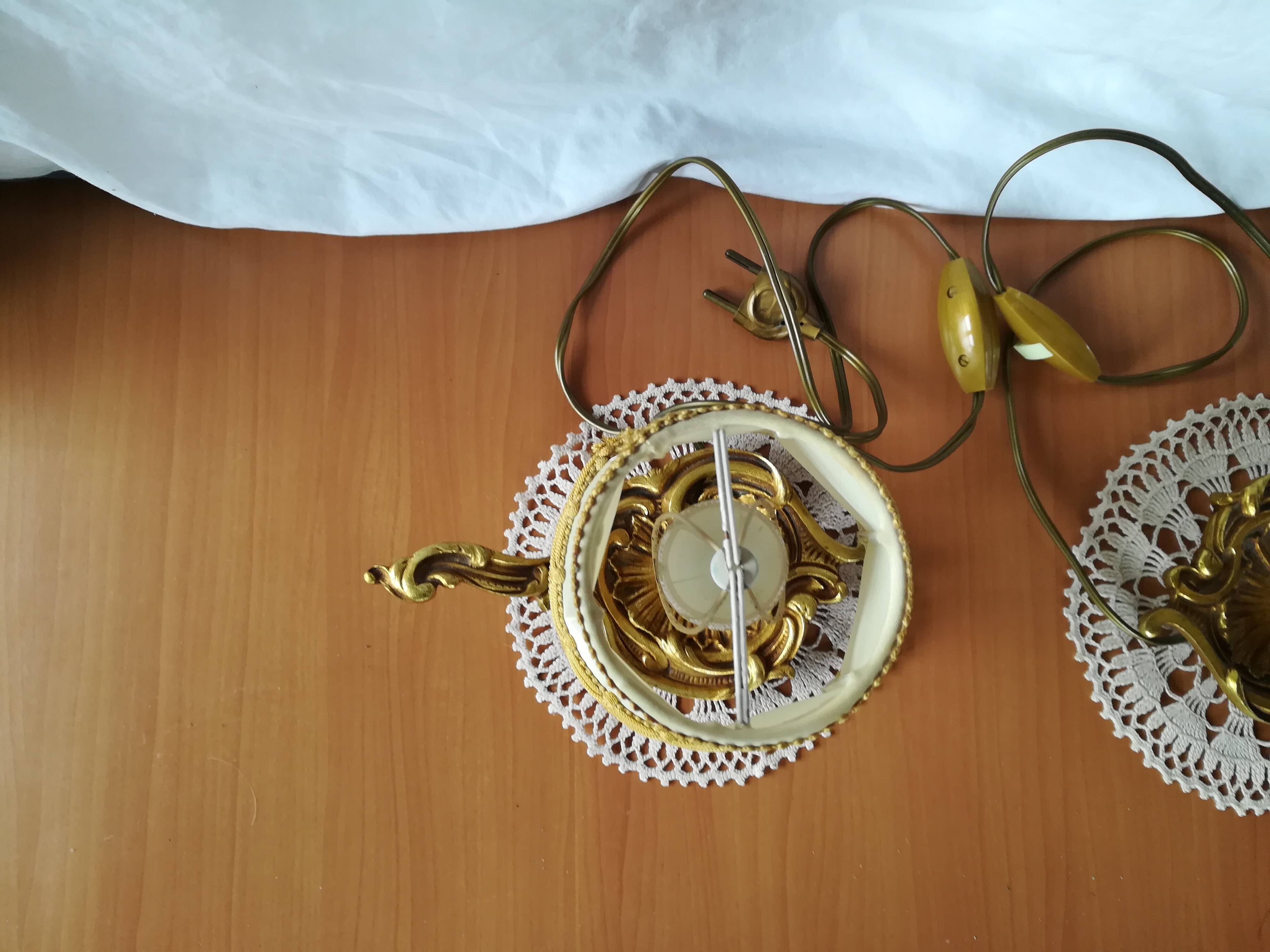 Pair of candlesticks mounted as bedside lamps
