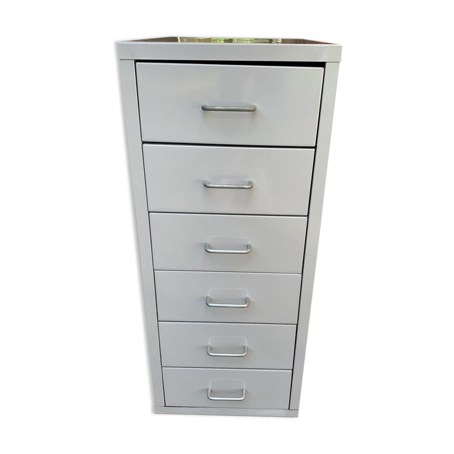 Industrial grey metal chest of drawers, 1980s