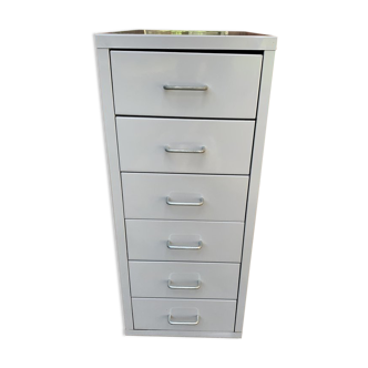 Industrial grey metal chest of drawers, 1980s