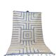 Sky Blue Boujaad Rug – Handmade Moroccan Wool Rug with Bold White Geometric Patterns