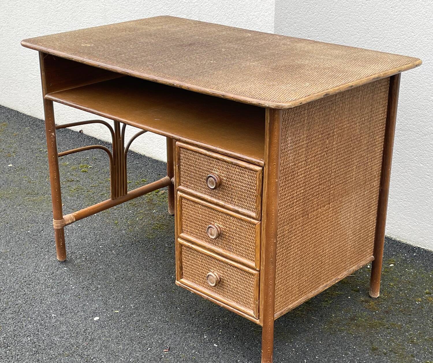Vintage rattan desk