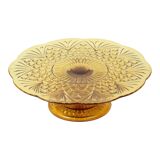 Art Deco Amber Cake Stand Depression Glass 33cm
