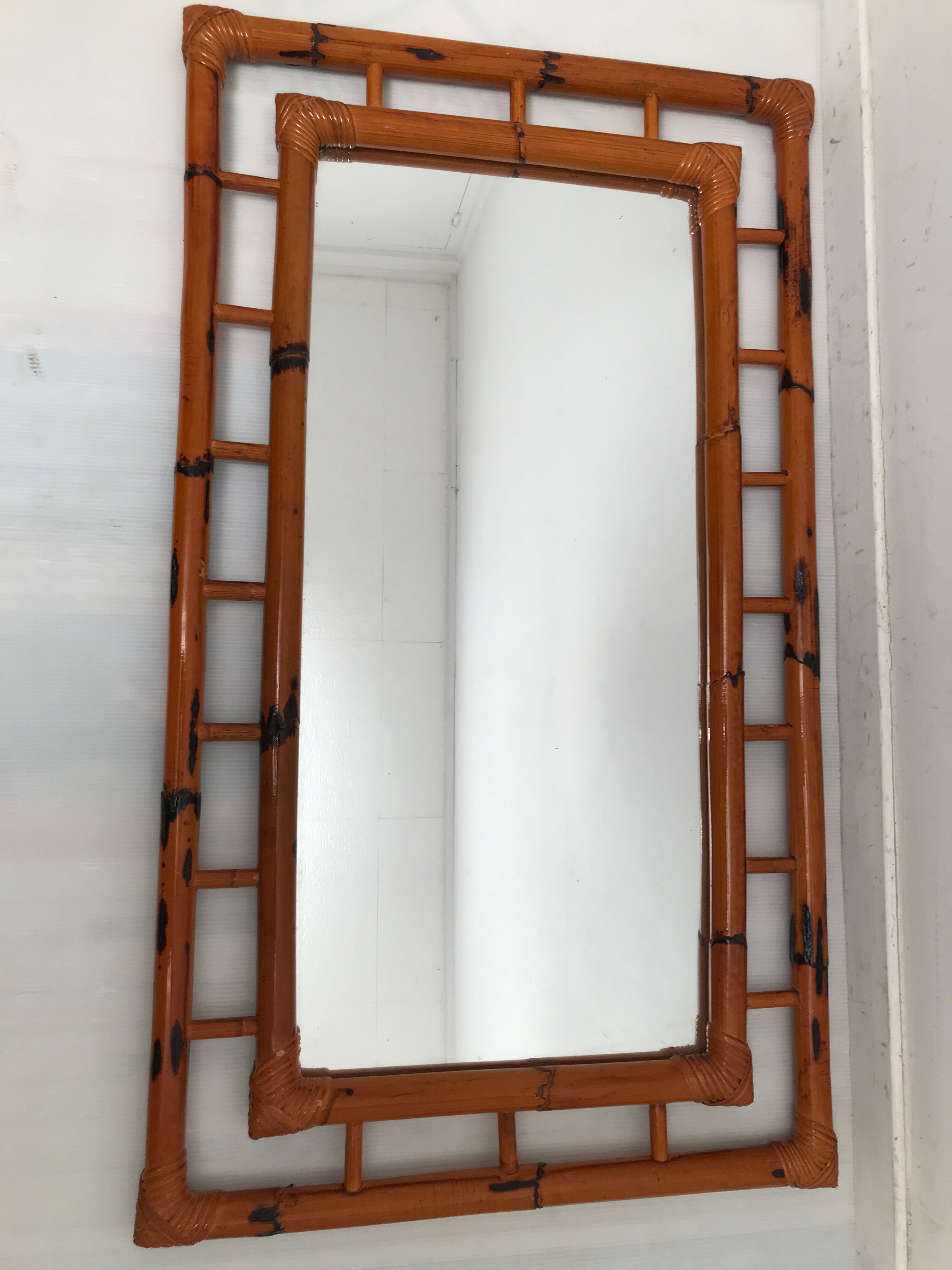Vintage bamboo mirror