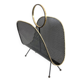 Magazine Rack • Perforated Metal • Brass • 1950