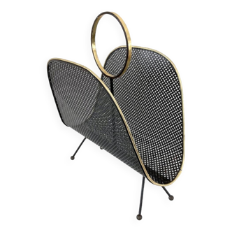 Porte-Revues • Métal Perforé • Laiton • 1950