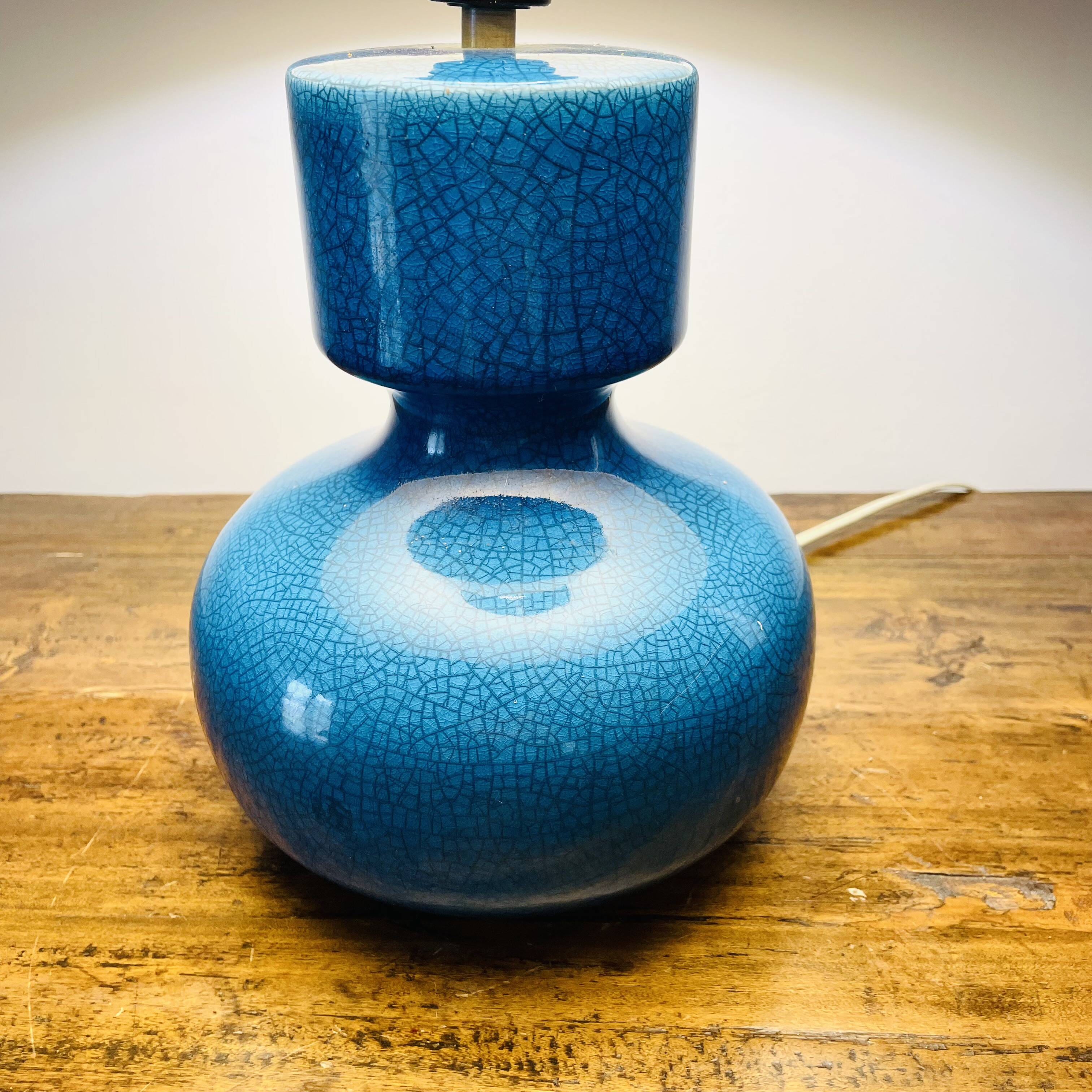 Vintage 60s lamp in cracked blue glazed ceramic – Design Space