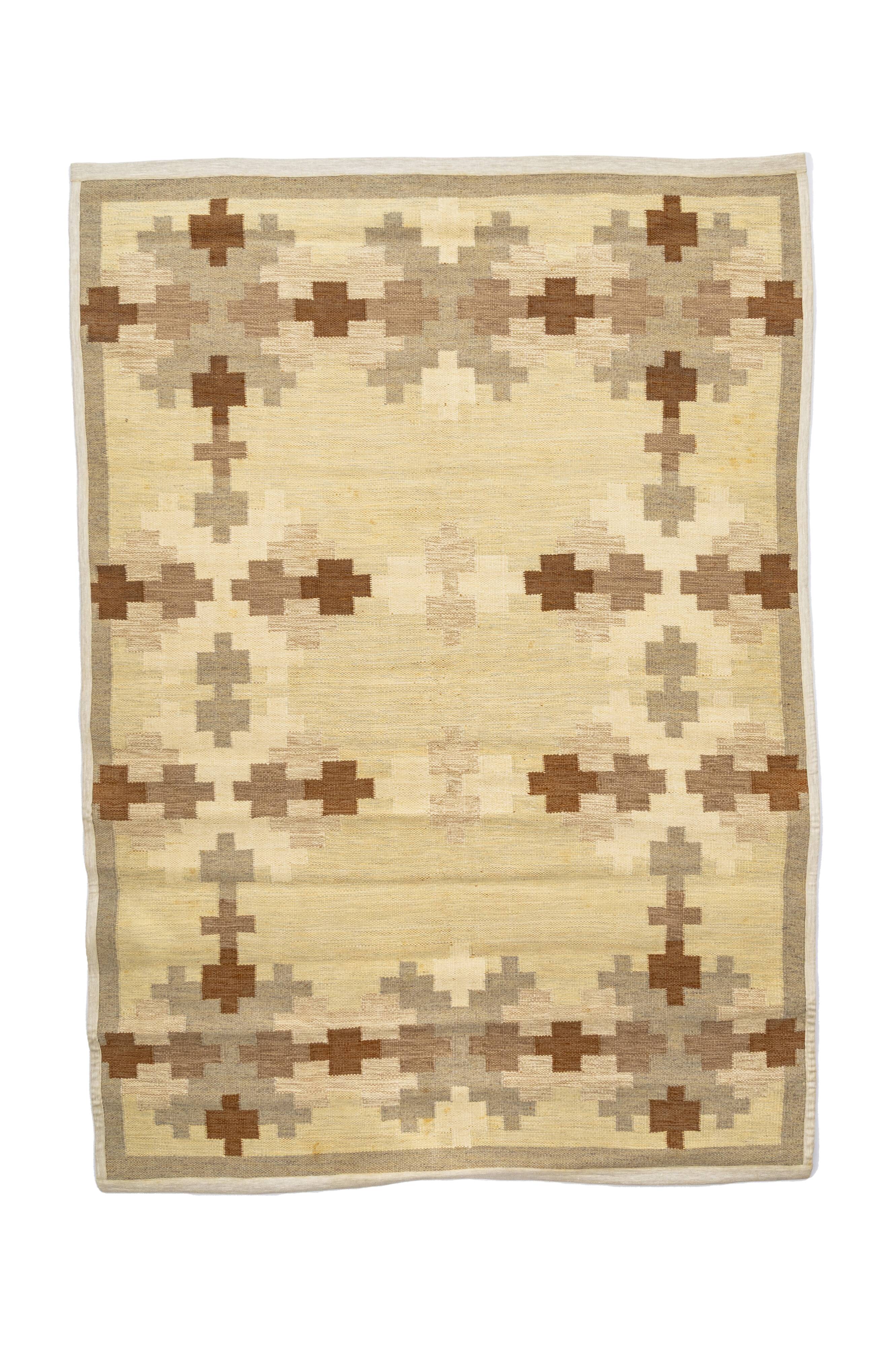 Scandinavian mid century style flat weave rug. Swedish rug/Flat weave rug