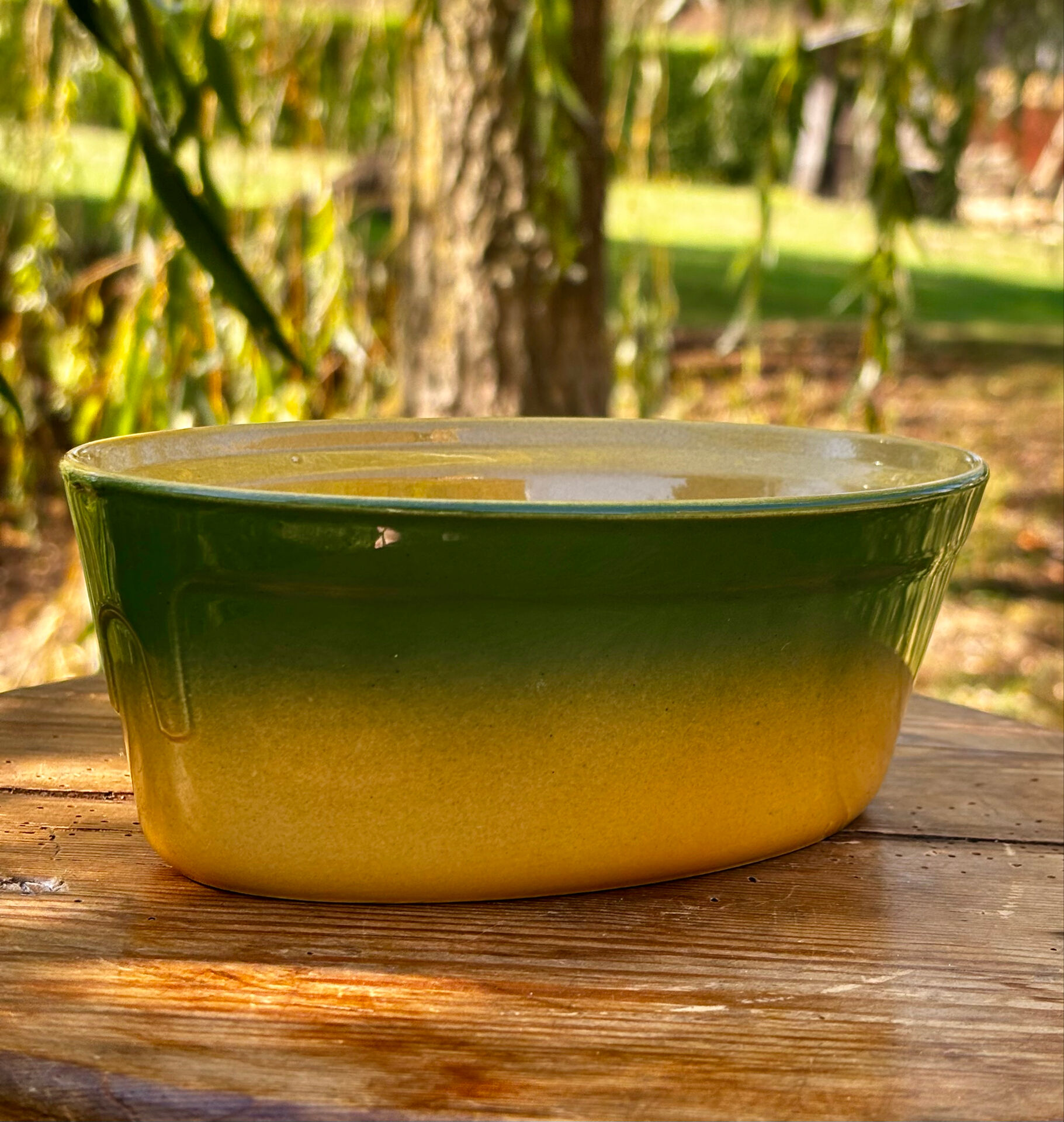 Beautiful green and yellow terrine Emile Henry