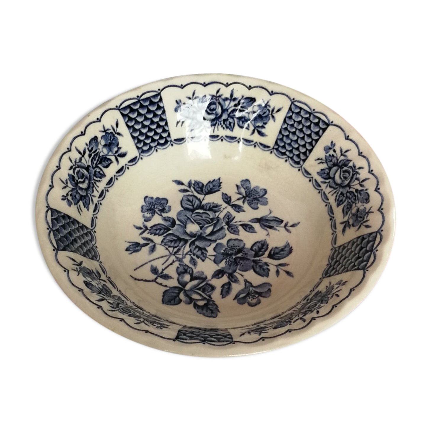 Former Melody Myott Bowl in English Iron Earth Blue Flowers