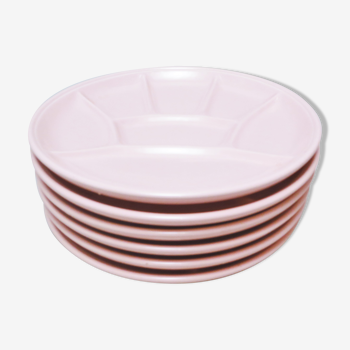 Serving 6 pink plates 70s