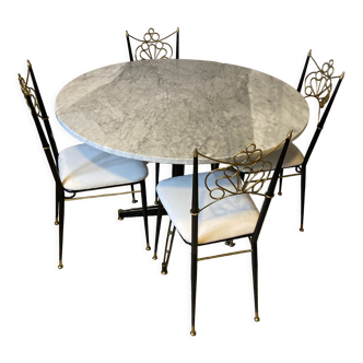 Table en marbre et ses 4 chaises