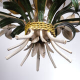 Italian metal flower chandelier, 1960s