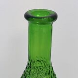 Empoli bottle vintage carafe in green diamond point glass Italy