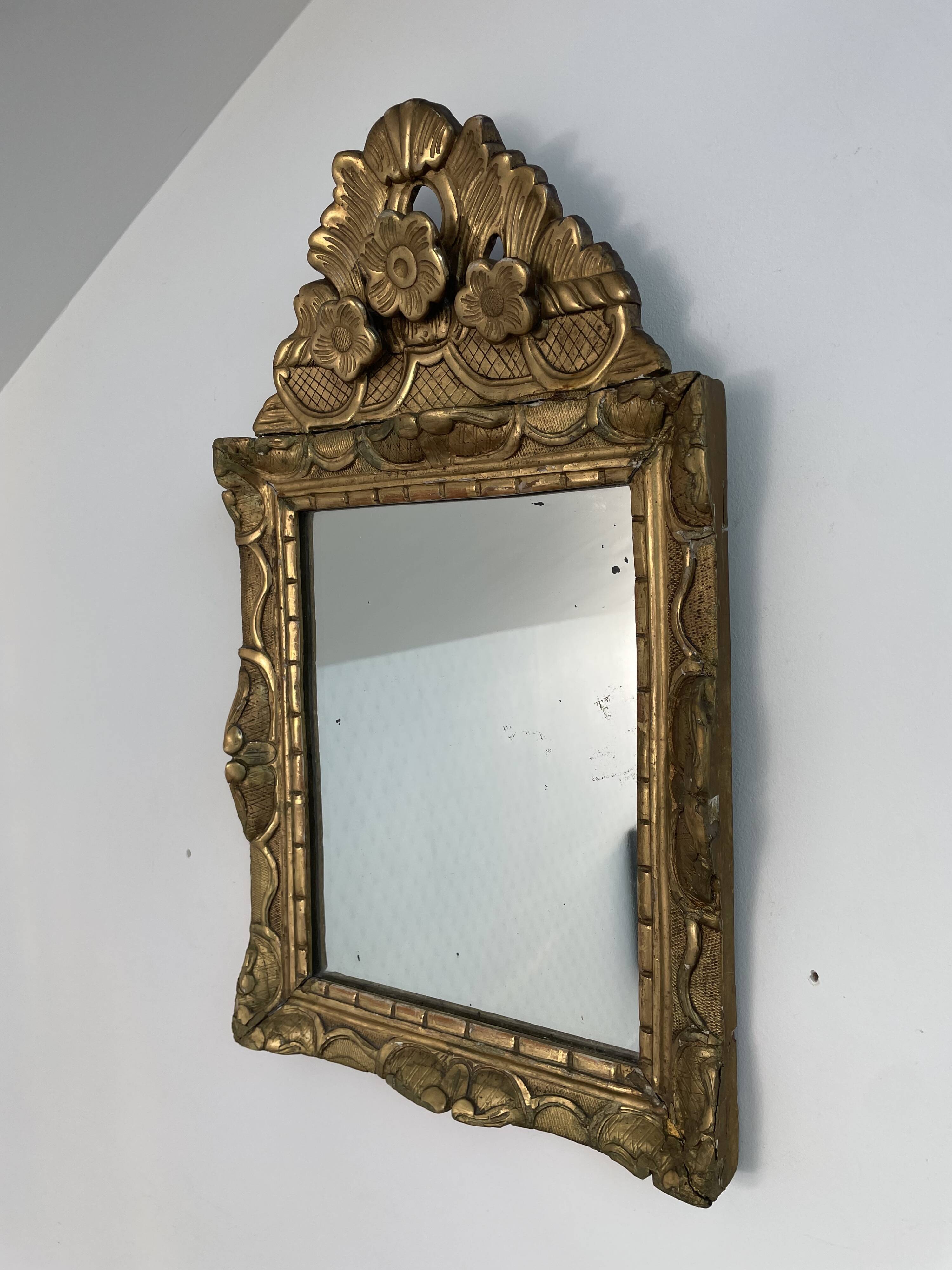 18th century mirror, Louis XVI period, gilded carved wood
