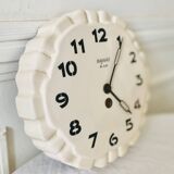 Round cream ceramic wall clock Bayard 8 days vintage