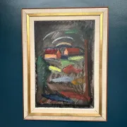 Large Original Swedish Oil on Canvas – “Landscape” by Bror Göransson – Signed – Vintage & Framed – 83 × 63 cm (32.7" × 24.8")