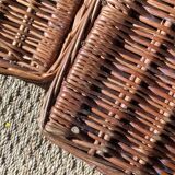 Malle en osier ancienne tressée vintage