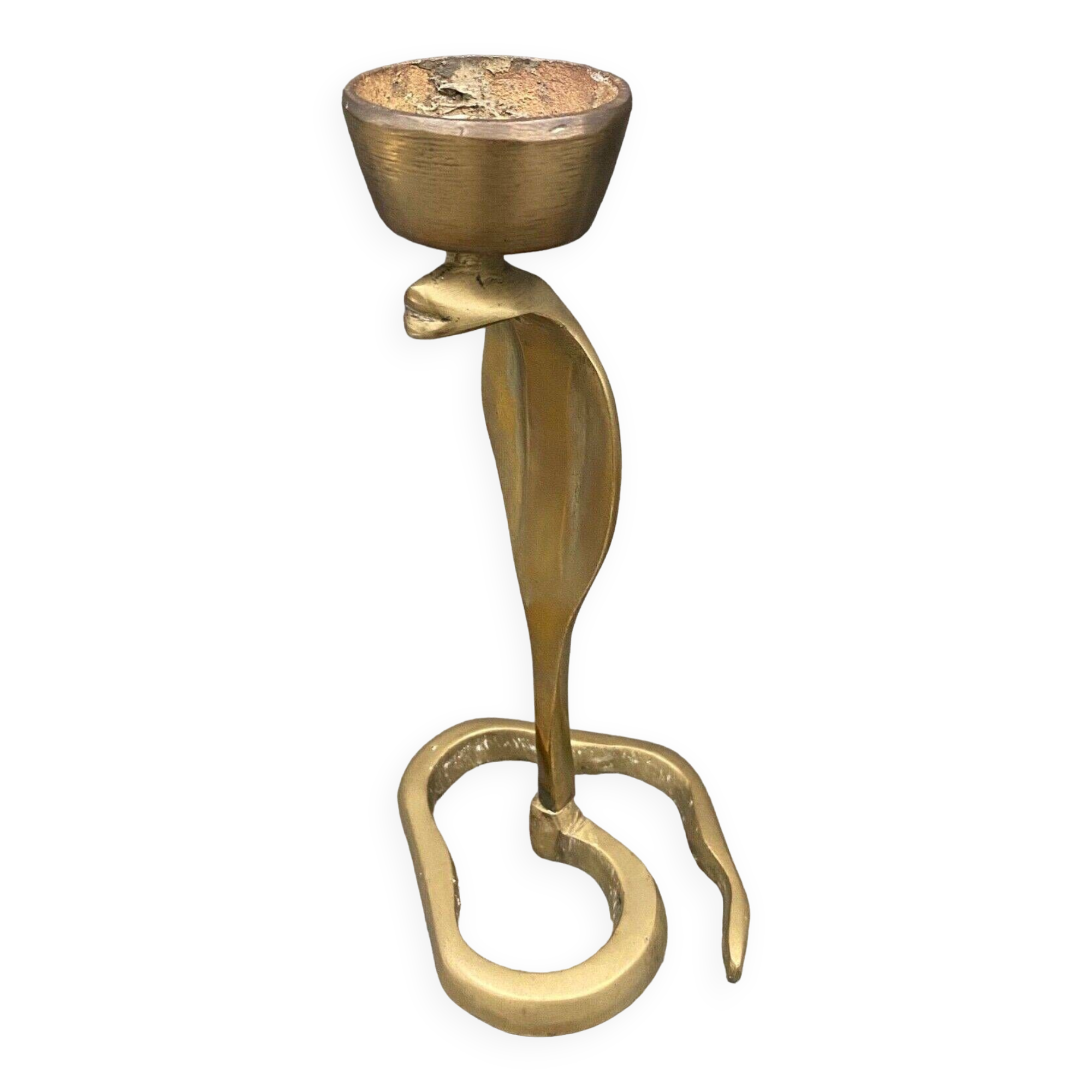 Bougeoir en bronze décor de cobra milieu XXe