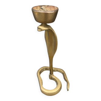 Bronze candlestick decorated with cobra mid-20th century
